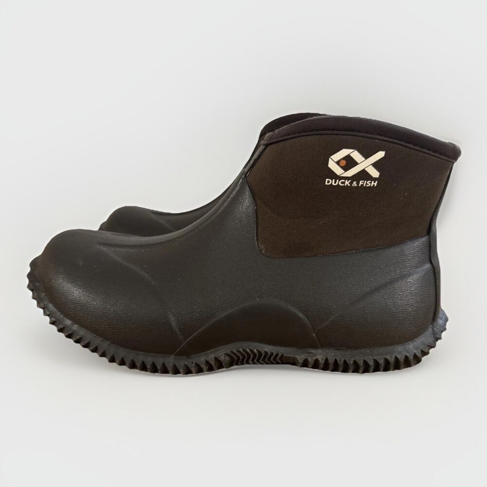 Duck & Fish Neoprene Ankle Boots Rubber Waterproof Hunting Work Shoes Brown